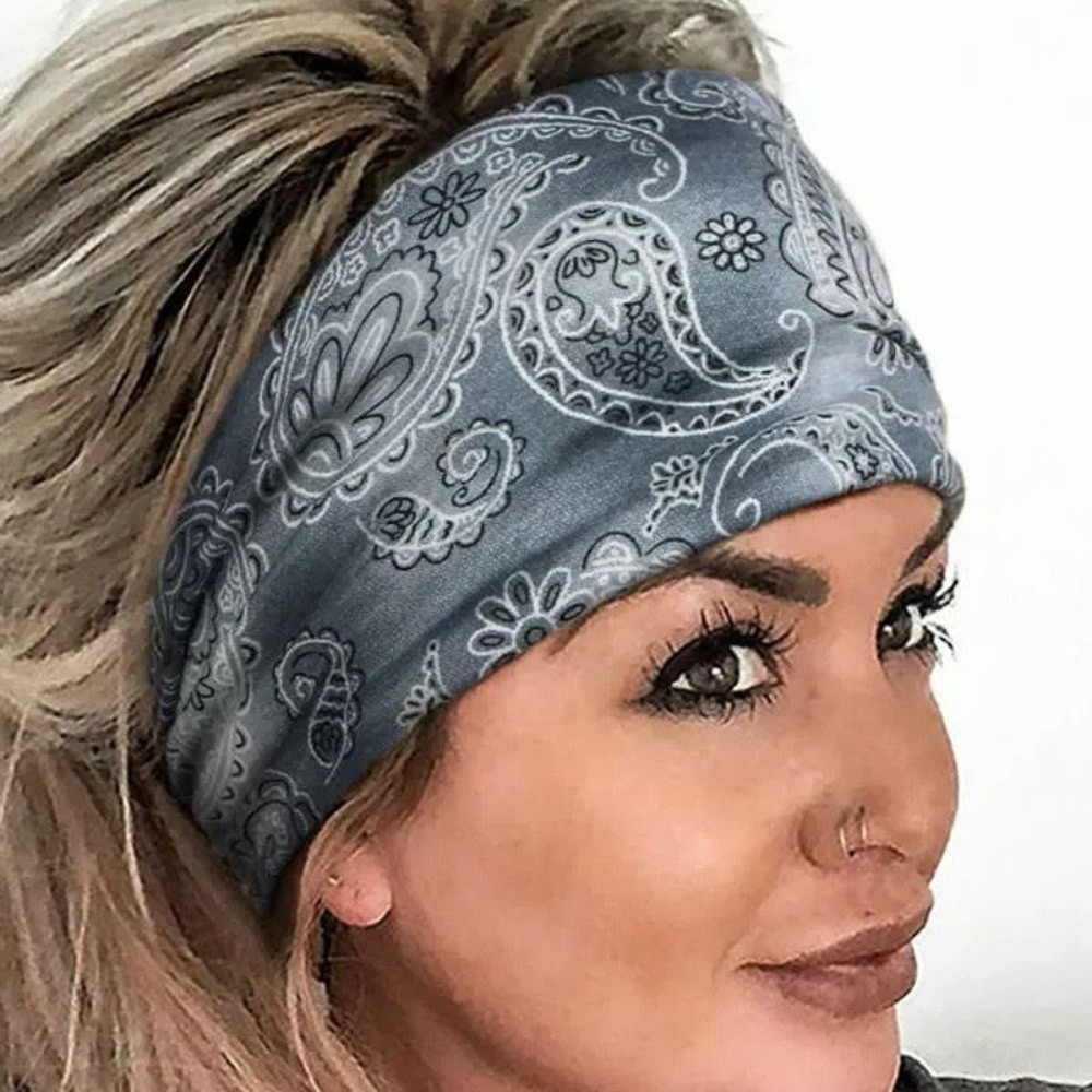 Women'S Yoga Accessories - Boho Bohemian Print Wide Headband Cotton