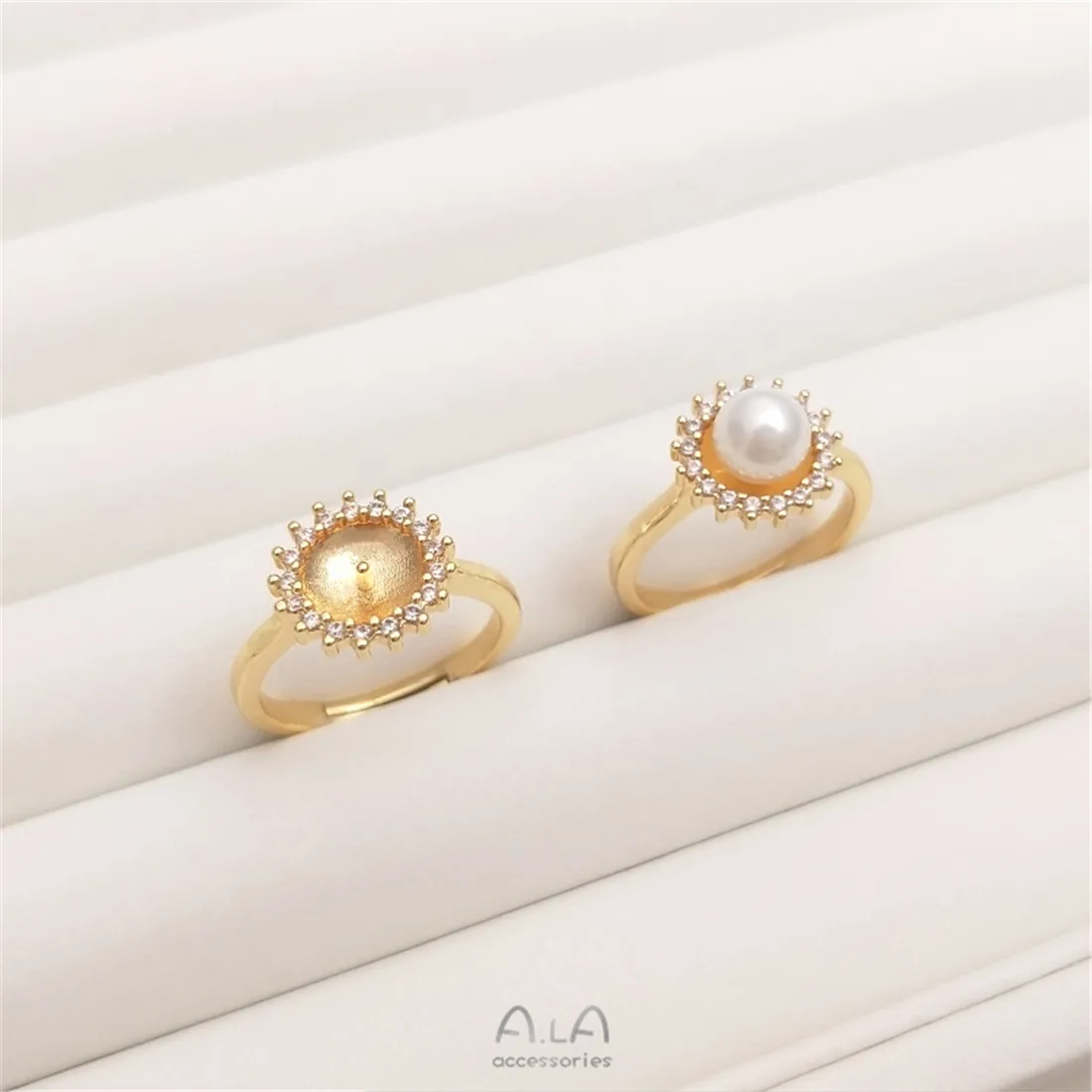 Wrap Ring Gold - 14K Gold Wrapped Crystal Pearl Set