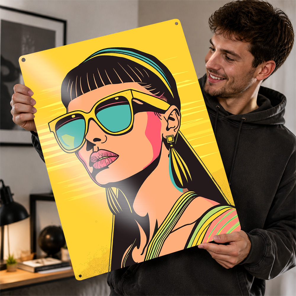 Women Accessories Poster - Retro Woman in Sunglasses 3D Texture