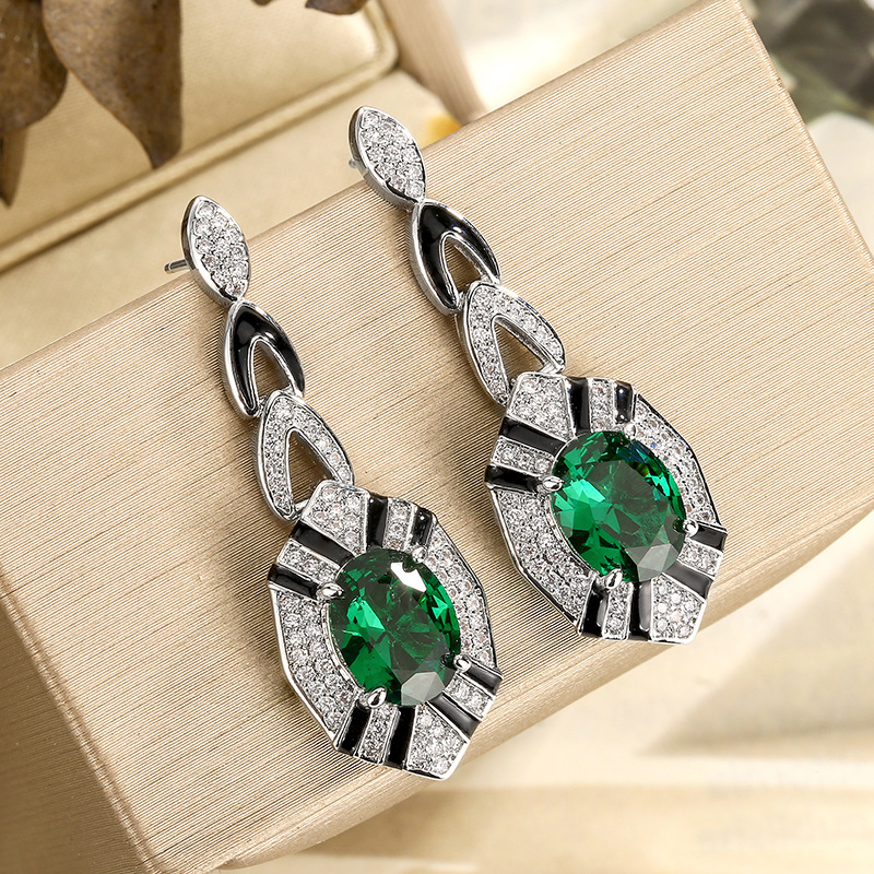 Art Deco Oval Cut Emerald Sapp - Women Jewelry Accessories For Black Dress recension och pris