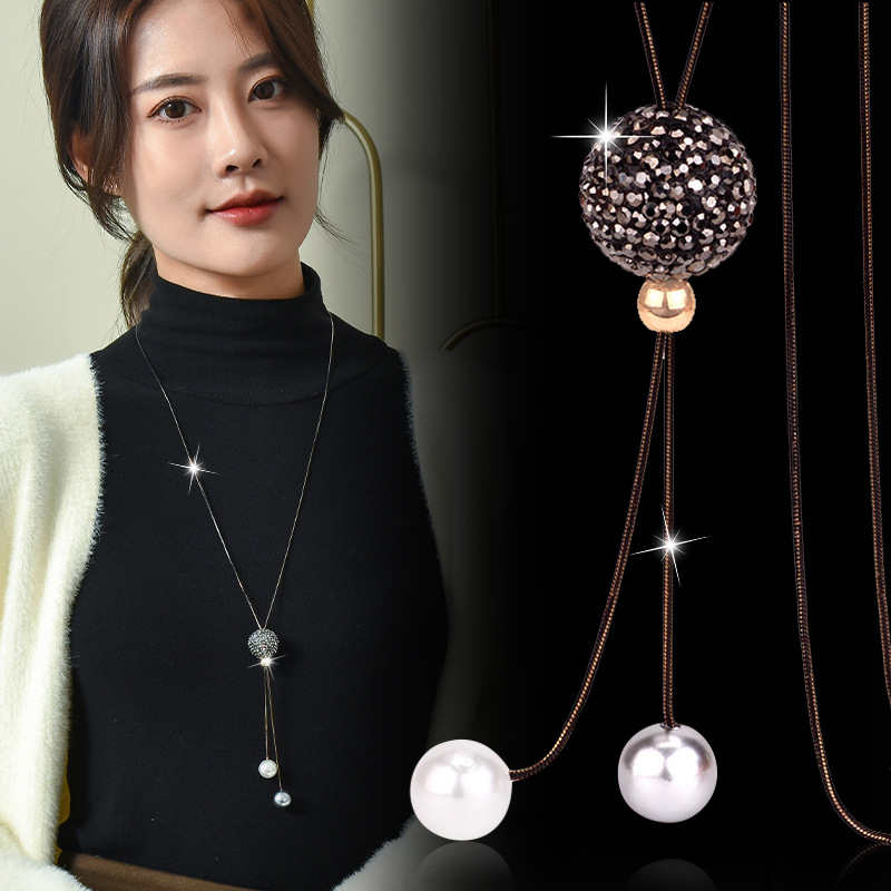 Black Crystal Ball Long Neckla - Women Jewelry Accessories For Black Dress recension och pris