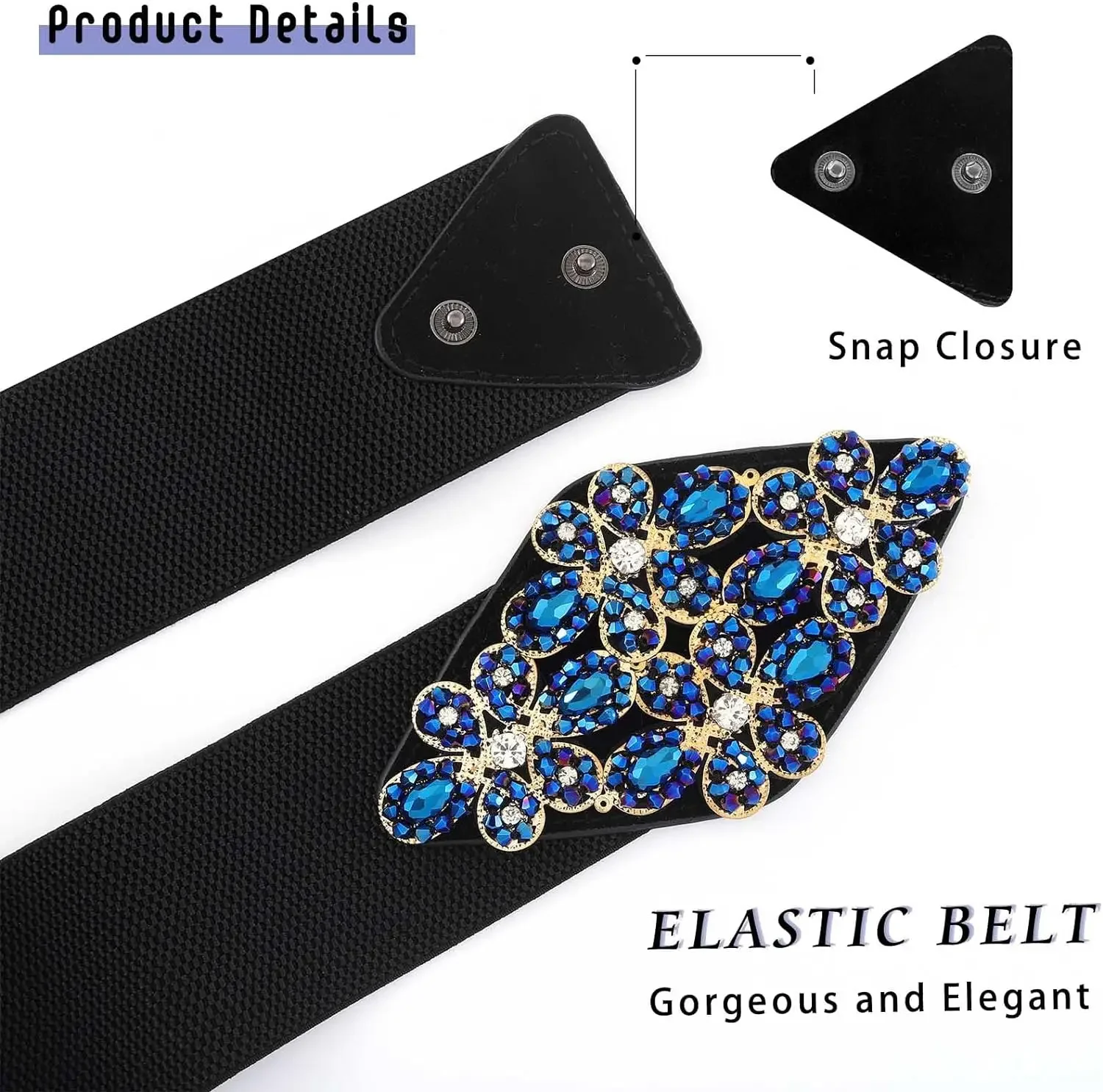 Stretch Rhinestone Belt Black  - Women Jewelry Accessories For Black Dress recension och pris
