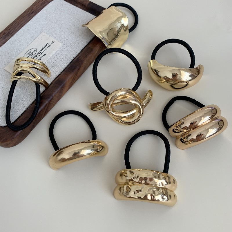 Metallic Geometric Hair Ties S - Wrap Ring Gold recension och pris