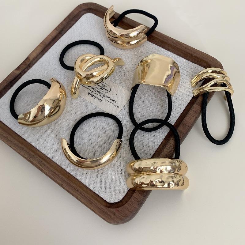 Metallic Geometric Hair Ties S - Wrap Ring Gold recension och pris