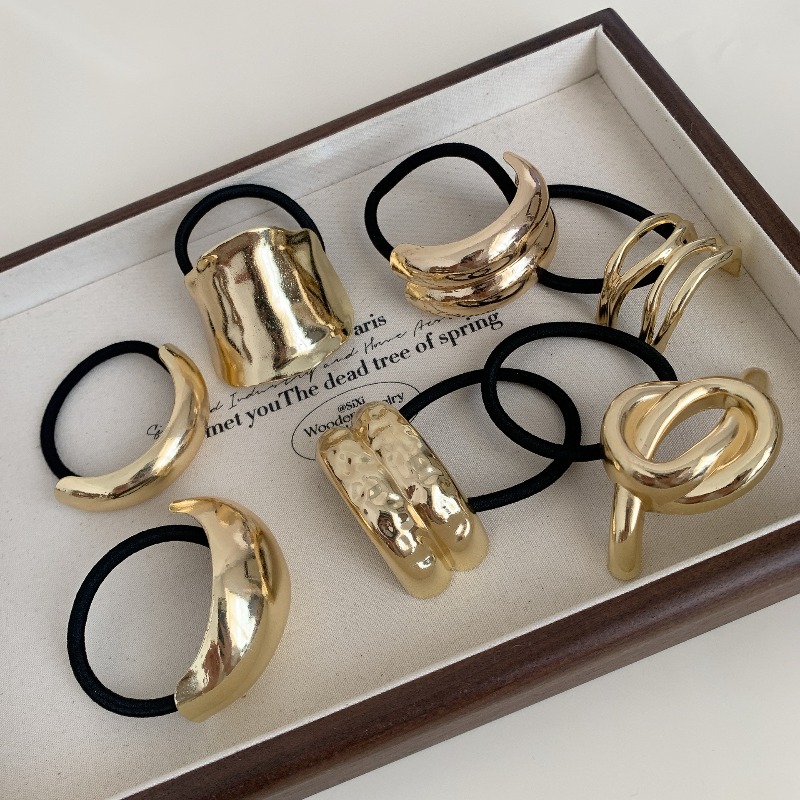 Metallic Geometric Hair Ties S - Wrap Ring Gold recension och pris