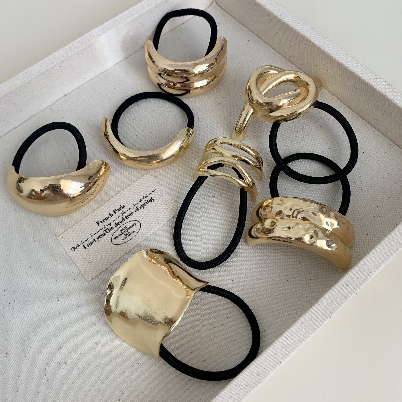 Metallic Geometric Hair Ties S - Wrap Ring Gold recension och pris