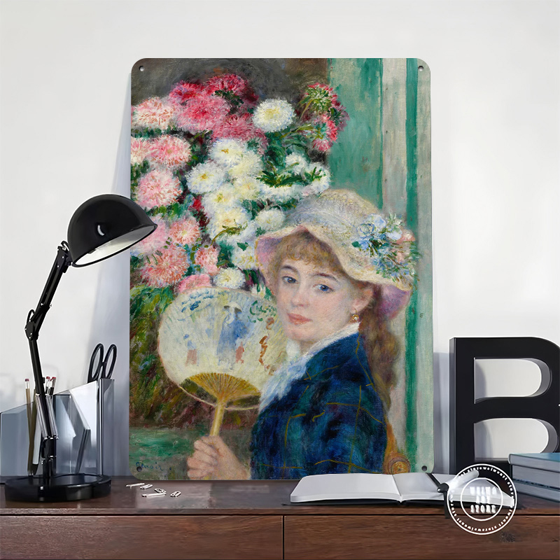 Young Woman With Fan and Flowe - Women Accessories Poster recension och pris