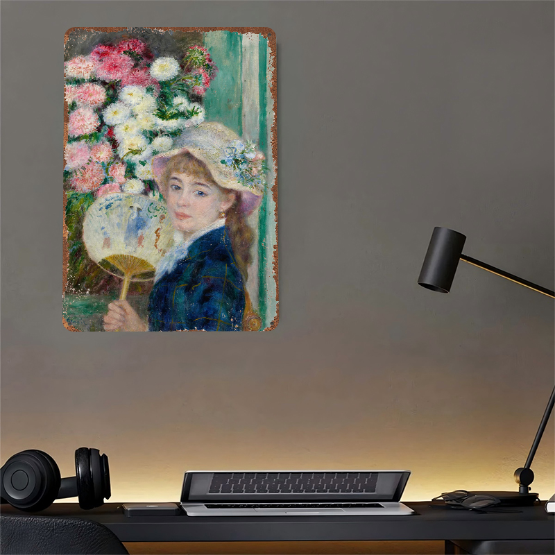 Young Woman With Fan and Flowe - Women Accessories Poster recension och pris