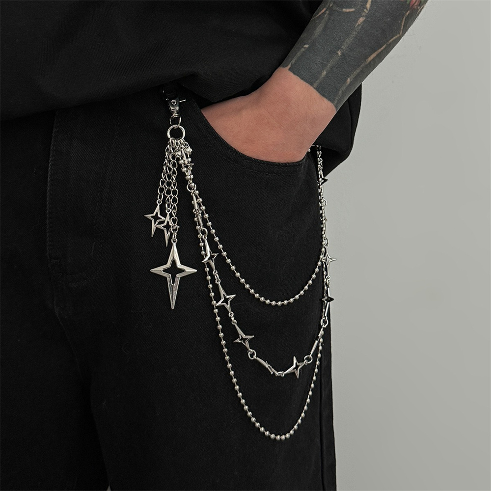 Punk Multilayer Metal Star Pen - Women'S Jeans Accessories Chain recension och pris