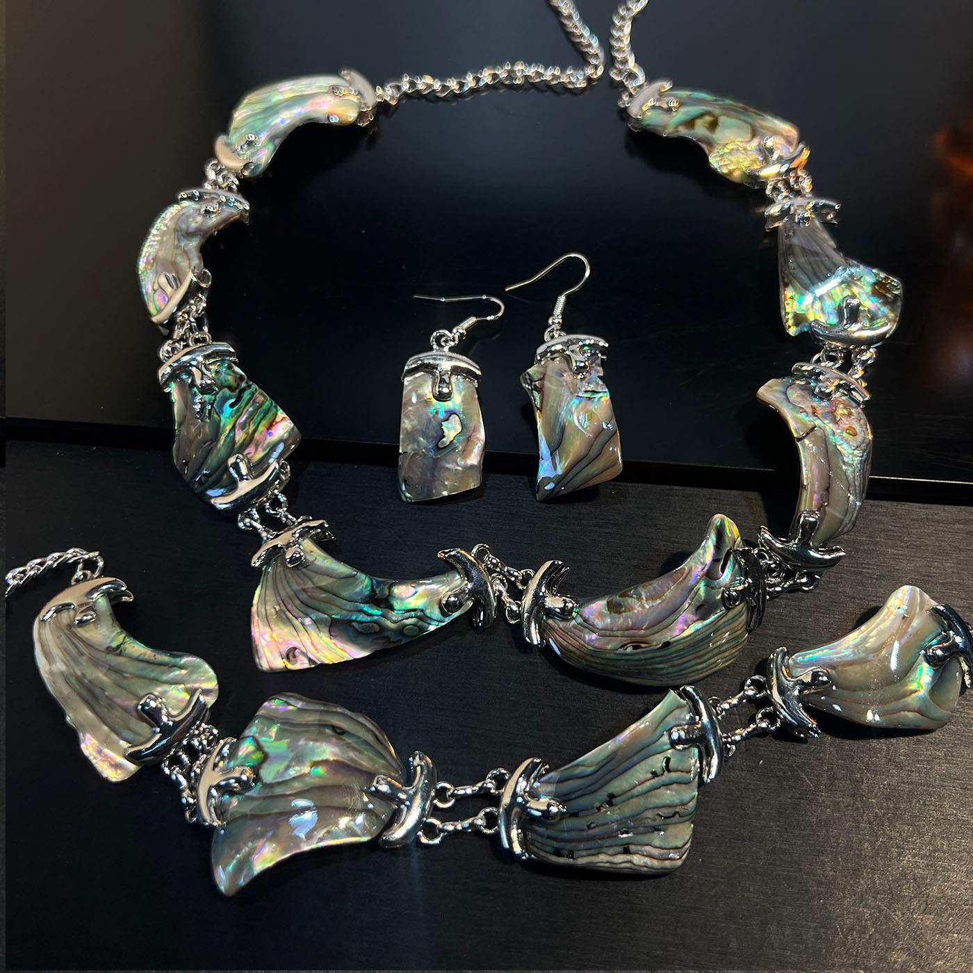 Set Jewelry Abalone white blac - Women Jewelry Accessories For Black Dress recension och pris