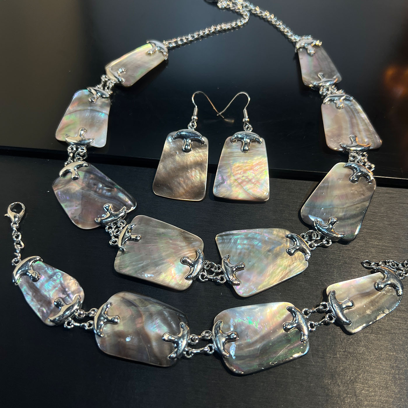 Set Jewelry Abalone white blac - Women Jewelry Accessories For Black Dress recension och pris