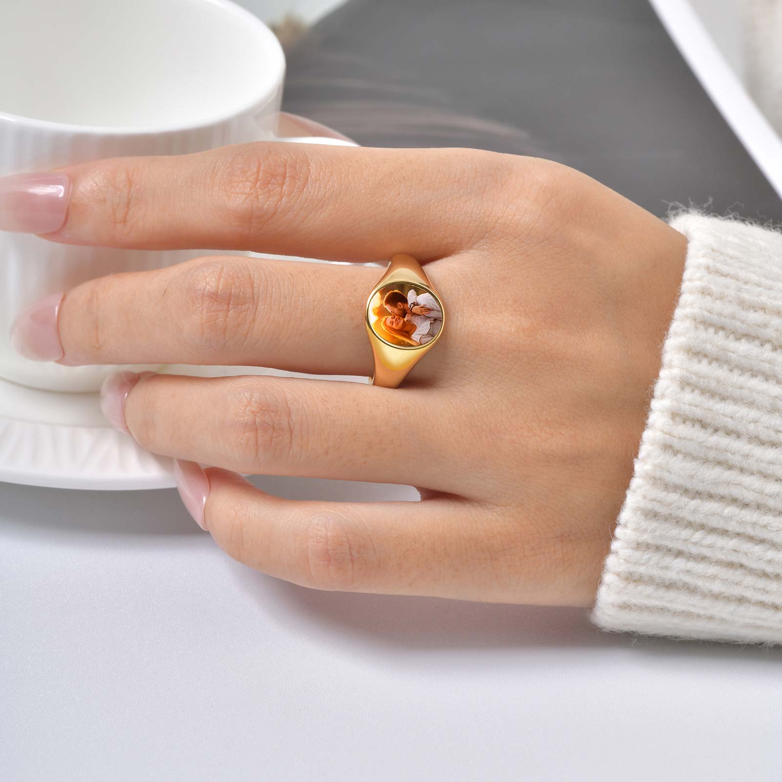Custom Photo Signet Ring for W - Women Accessories Logo recension och pris