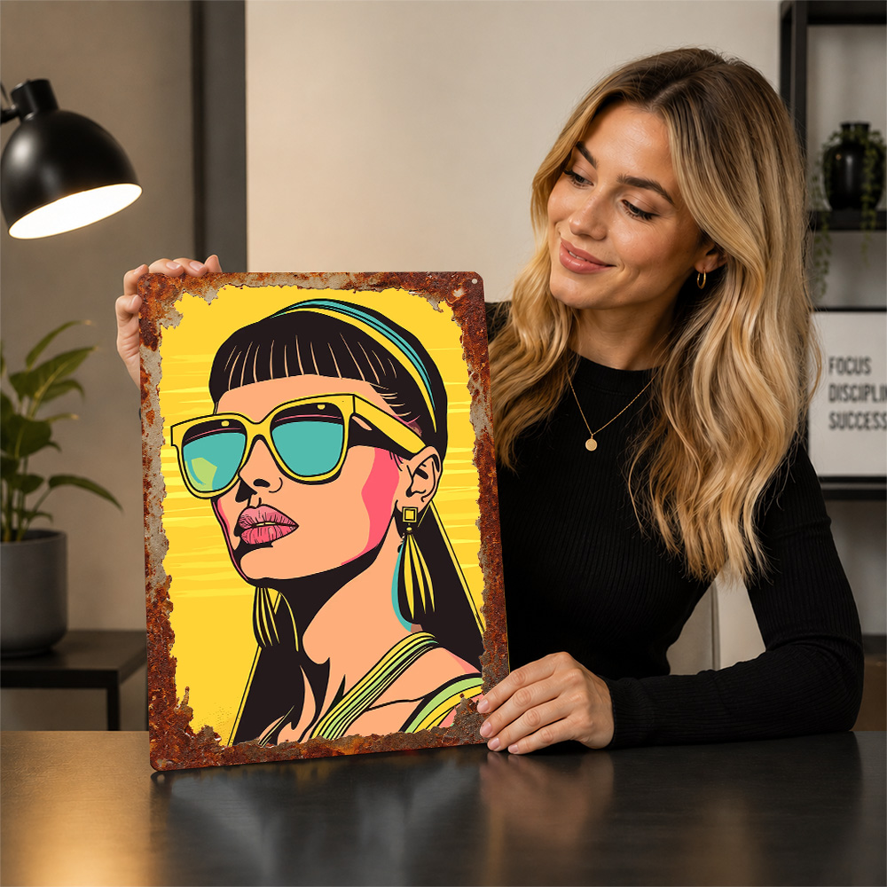Retro Woman in Sunglasses 3D T - Women Accessories Poster recension och pris