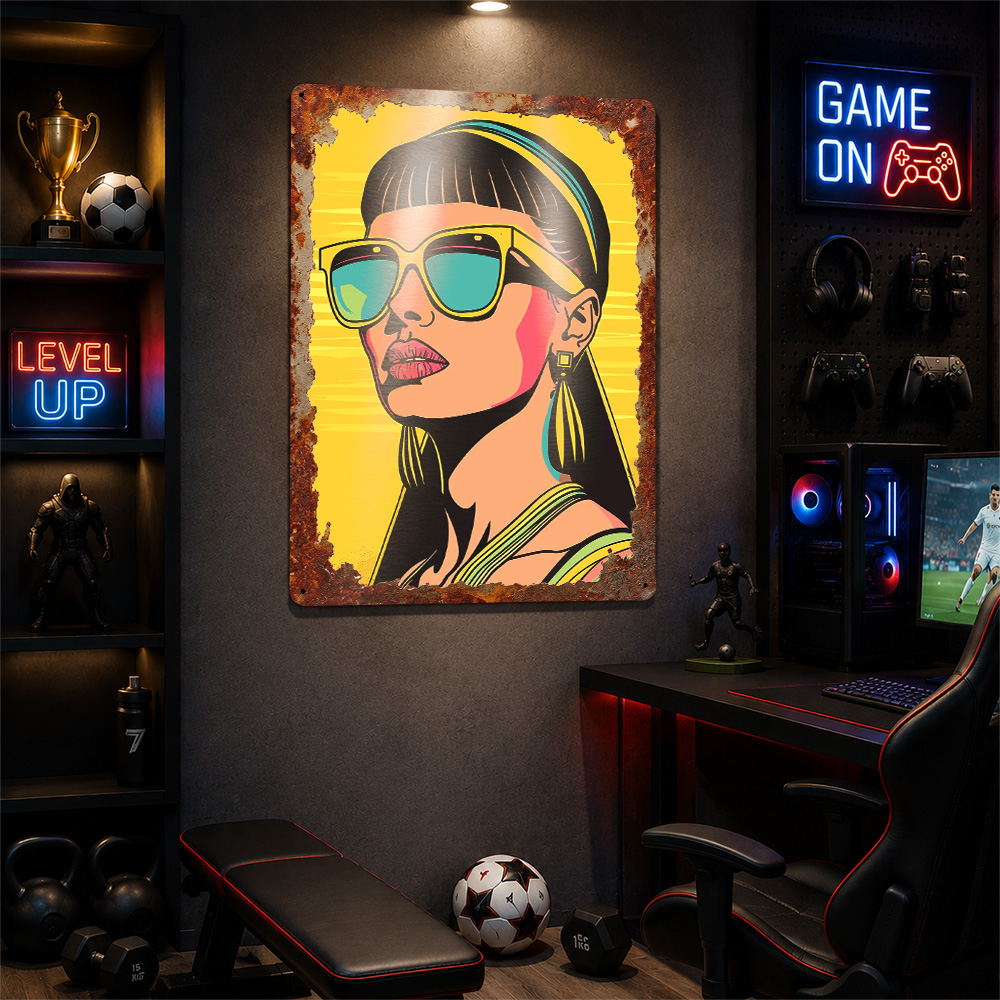 Retro Woman in Sunglasses 3D T - Women Accessories Poster recension och pris
